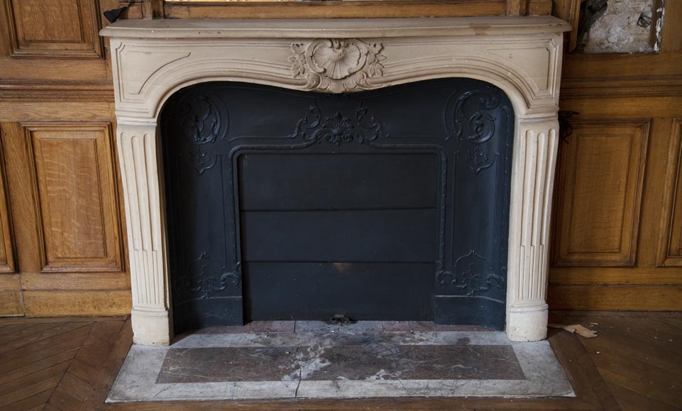 Louis XV oak paneled room with its fireplace and a canvas by Paul Tavernier-9