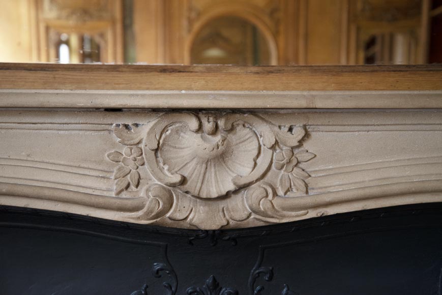 Louis XV oak paneled room with its fireplace and a canvas by Paul Tavernier-10