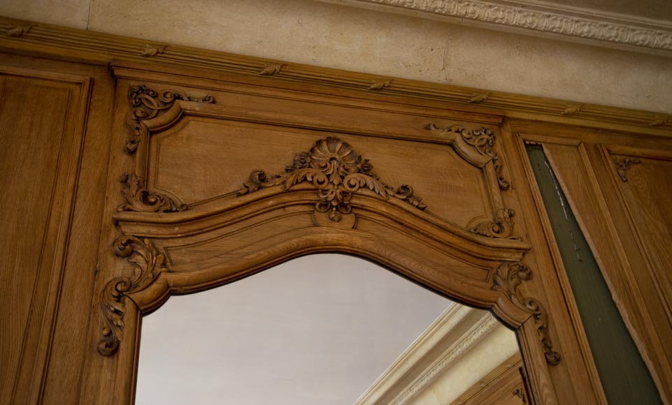 Louis XV oak paneled room with its fireplace and a canvas by Paul Tavernier-12