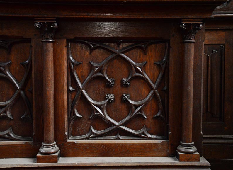 Pair of antique oak church altars-4