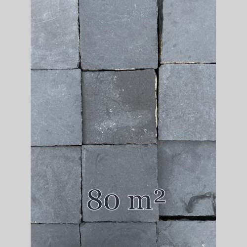 Lot of approximately 14 m² of antique Belgian bluestone floor tiles