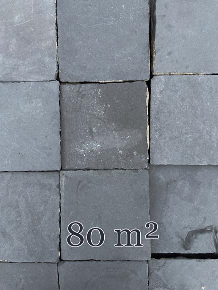 Lot of approximately 14 m² of antique Belgian bluestone floor tiles Lot of approximately 14 m² of antique Belgian bluestone floor tiles-0