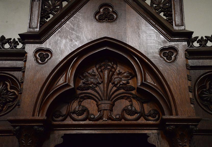 Group of four Neo-Gothic style confessionals in oak-2