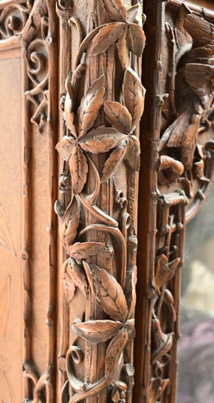 TAHAN (attributed to) — Large carved walnut armoire with mirror and naturalist decoration TAHAN (attributed to) — Large carved walnut armoire with mirror and naturalist decoration-15