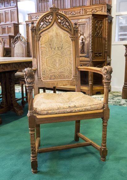 In the style of VIOLLET-LE-DUC, Exceptional Neo-Gothic Dining Room, 19th Century-3