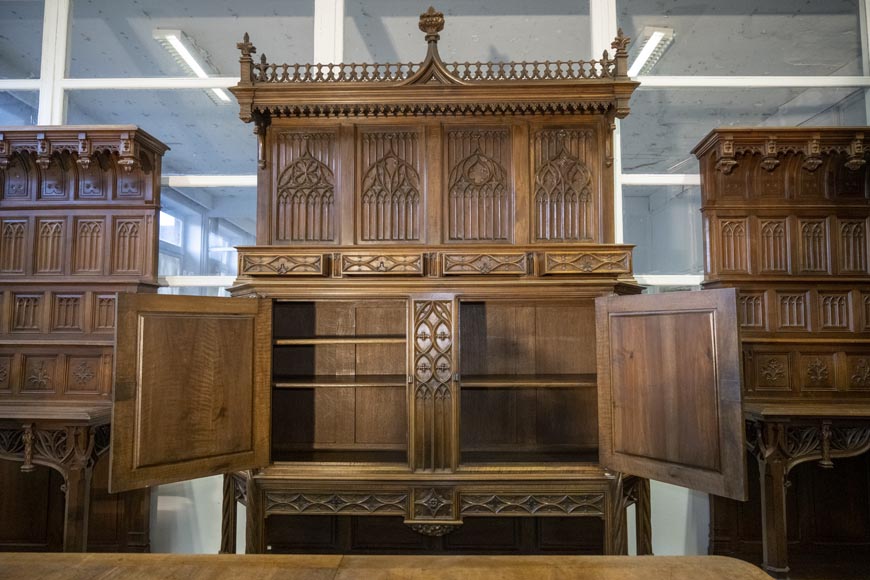 In the style of VIOLLET-LE-DUC, Exceptional Neo-Gothic Dining Room, 19th Century-18