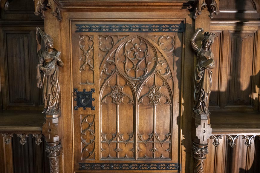 In the style of VIOLLET-LE-DUC, Exceptional Neo-Gothic Dining Room, 19th Century-19