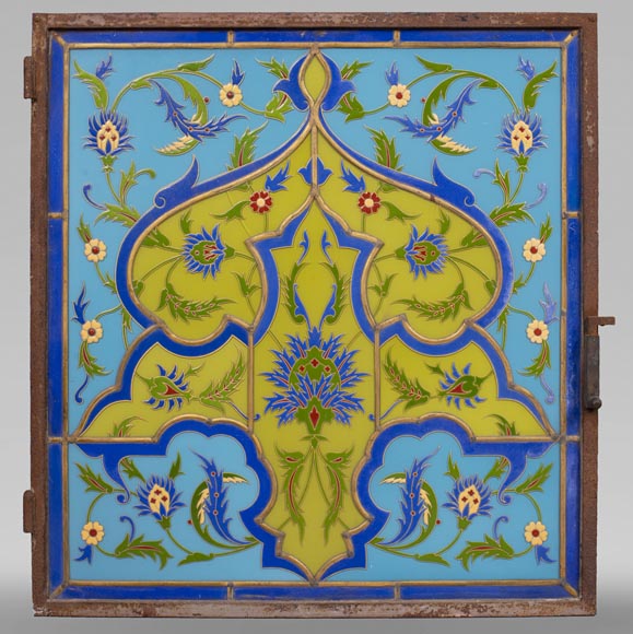 IMBERTON - Pair of stained glass windows with Hispano-Moorish decoration-1