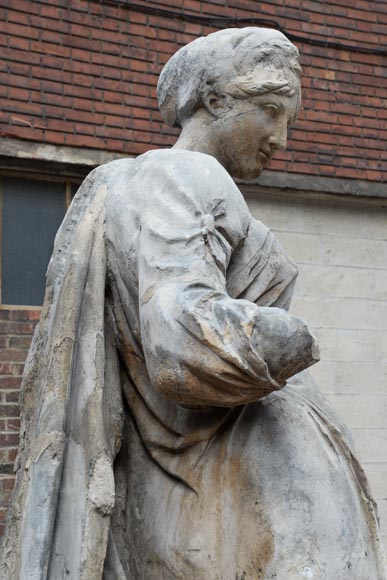 French School, Impressive stone sculpture of a feminine allegory, End of the 18th century-9