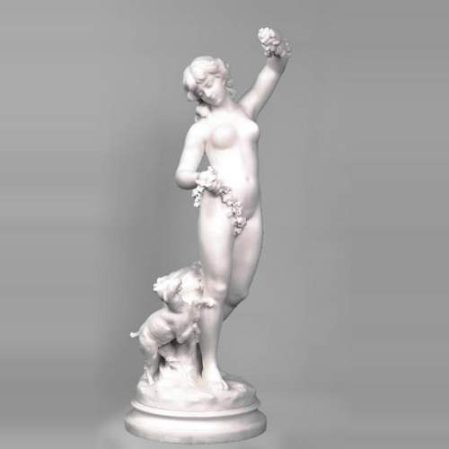 Louis-Robert Carrier-Belleuse (1848–1913), Nymph with a Goat, Carrara marble