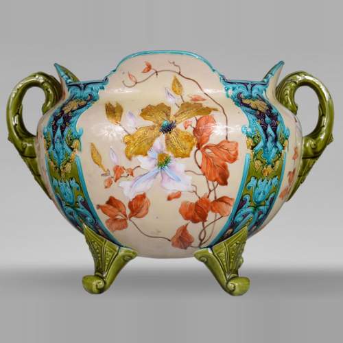 Faïencerie de Gien - Beautiful Napoleon III style earthenware planter