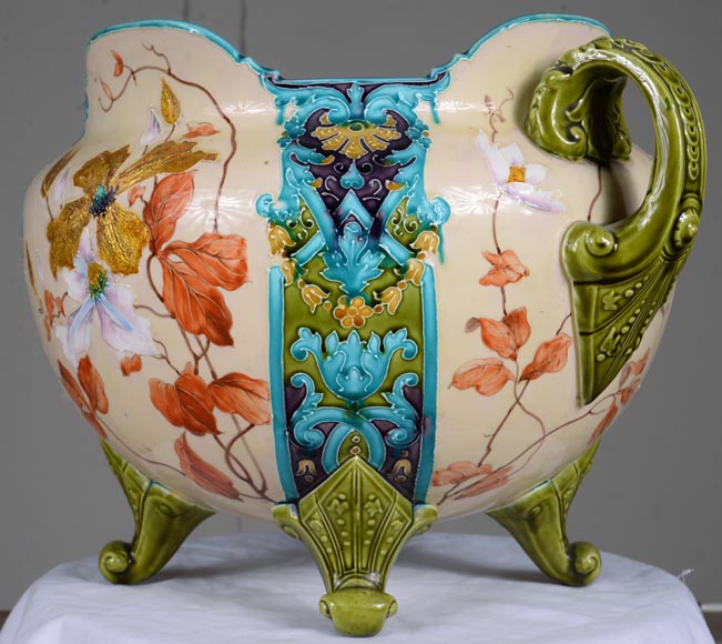 Faïencerie de Gien - Beautiful Napoleon III style earthenware planter 