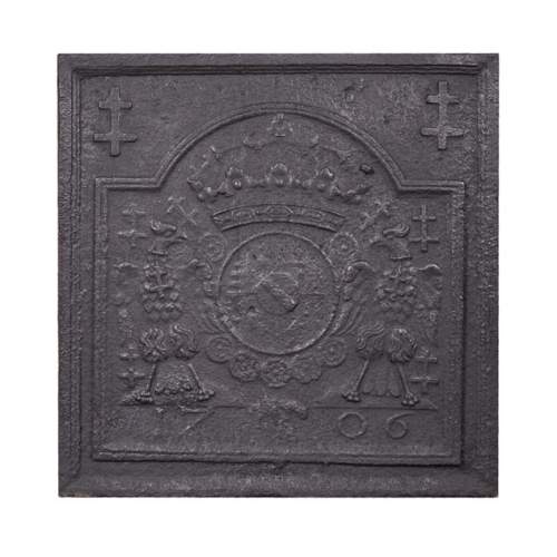 Cast iron fireback with coat of arms of Lorraine, dated 1706