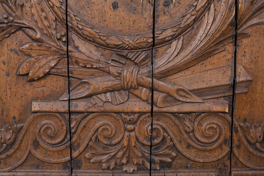 Louis XVI period walnut fireback matrix-5