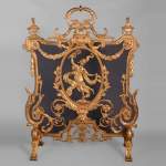 Napoléon III firescreen in gilt bronze with a dancer