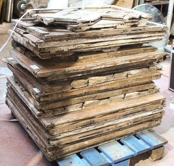 Lot of 25 m2 of 18th century Versailles oak parquet flooring-10