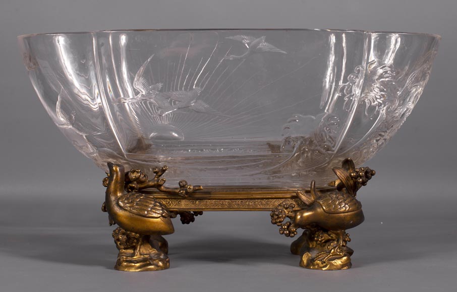 Baccarat crystal and gilt bronze bowl with Japanese decoration-0