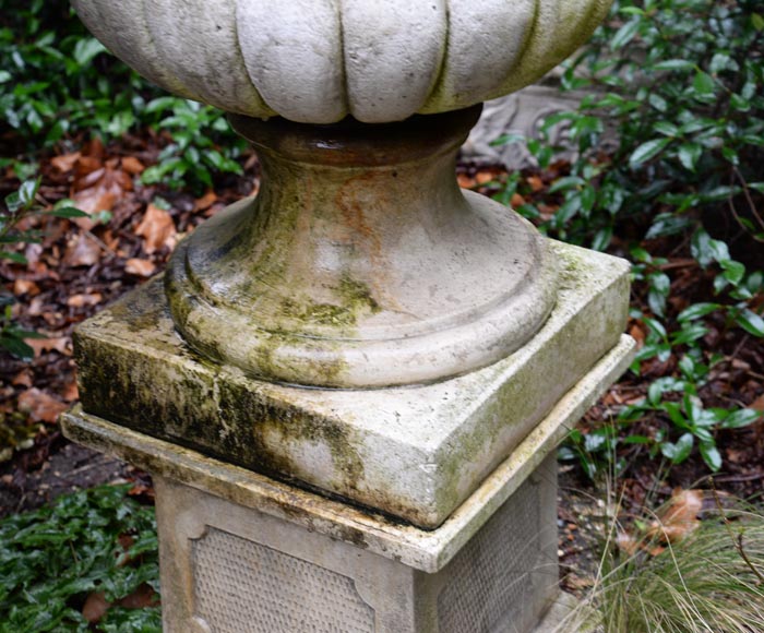 Pair of Medici vases in composite stone, late 20th century -5