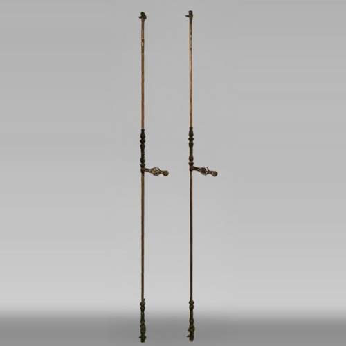 Pair of bronze cremone bolts signed