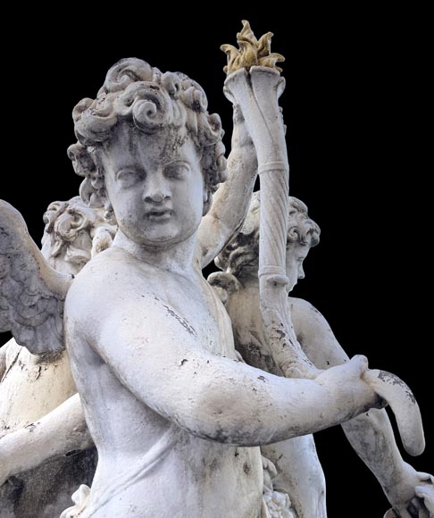 Group of three winged putti in painted cast iron, after the Water Parterres of Versailles-4