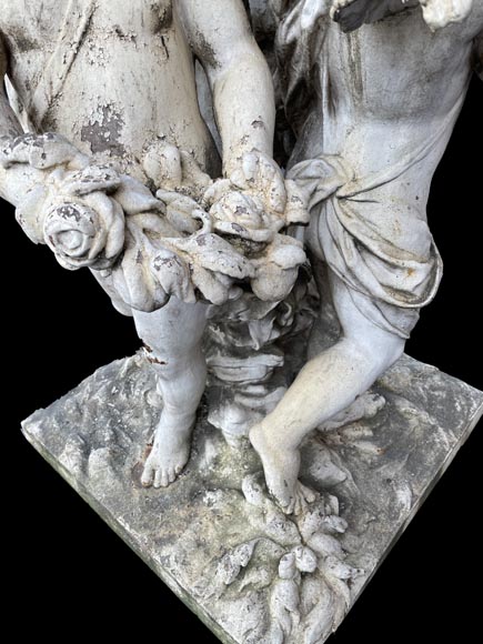 Group of three winged putti in painted cast iron, after the Water Parterres of Versailles-5