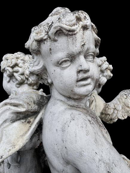 Group of three winged putti in painted cast iron, after the Water Parterres of Versailles-6