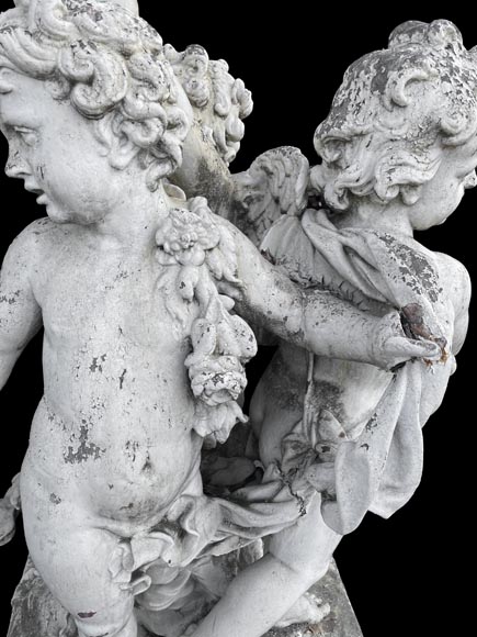 Group of three winged putti in painted cast iron, after the Water Parterres of Versailles-7