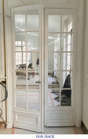 Pair of important double doors with panes, late 19th century-6