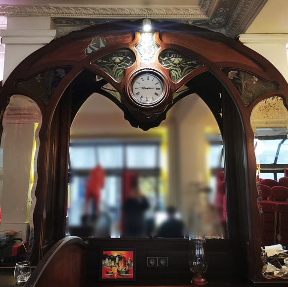 Art Nouveau mahogany woodwork from Café Barjot in Paris, 1905-11