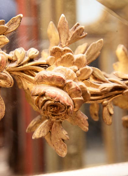 Beautiful overmantel of style Louis XVI with garland of flowers and trophy-4