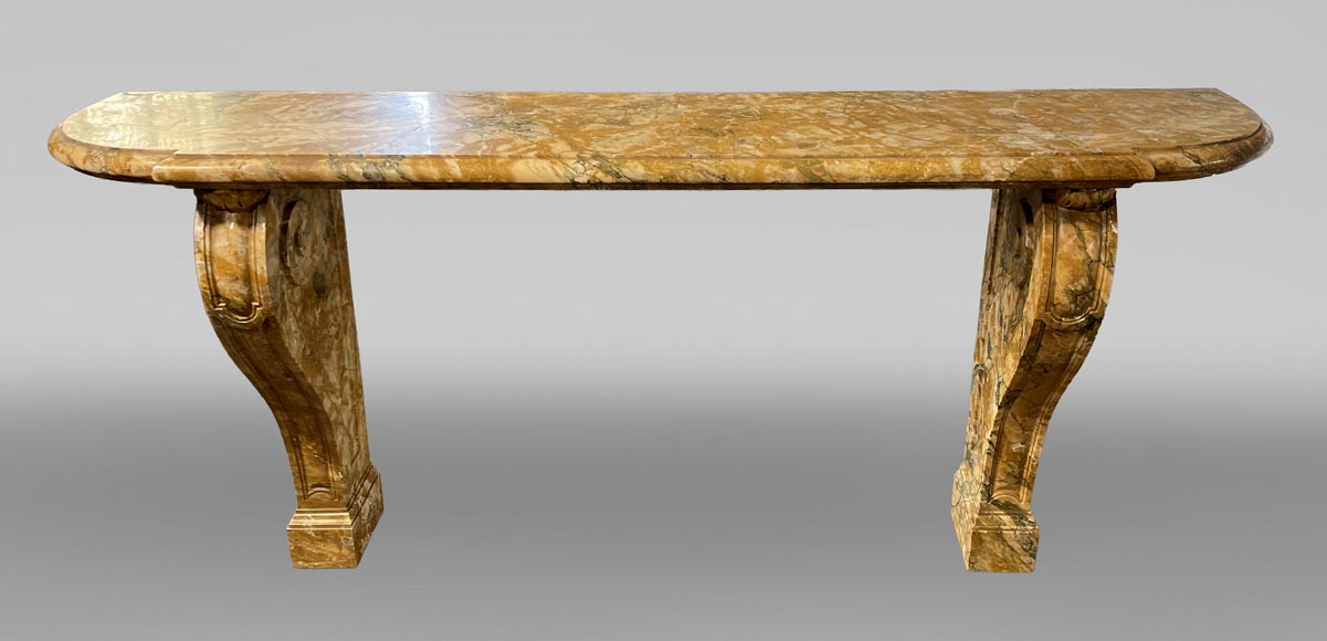 Siena Yellow marble console table with console legs-0