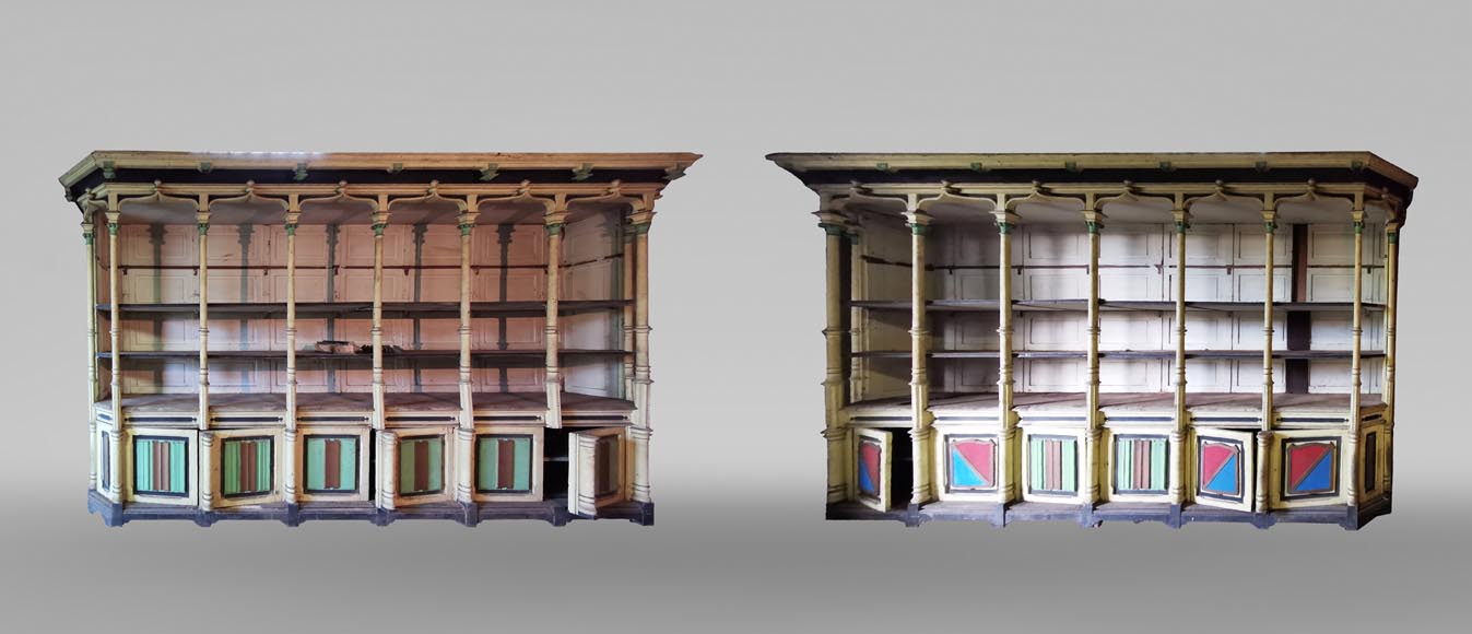 Pair of neo-gothic store display furniture, circa 1870-0