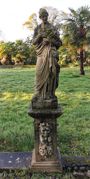 Set of two stone sculptures representing female figures dressed as antique mid-19th century -1