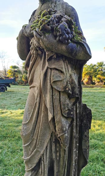 Set of two stone sculptures representing female figures dressed as antique mid-19th century -6