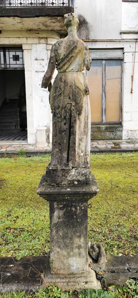 Set of two stone sculptures representing female figures dressed as antique mid-19th century -12