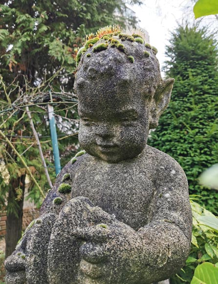 Statue of a young musician faun in composite stone, 20th century-5