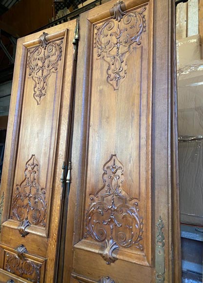 Louis XV style bed alcove in oak, beginning of the 20th century-4