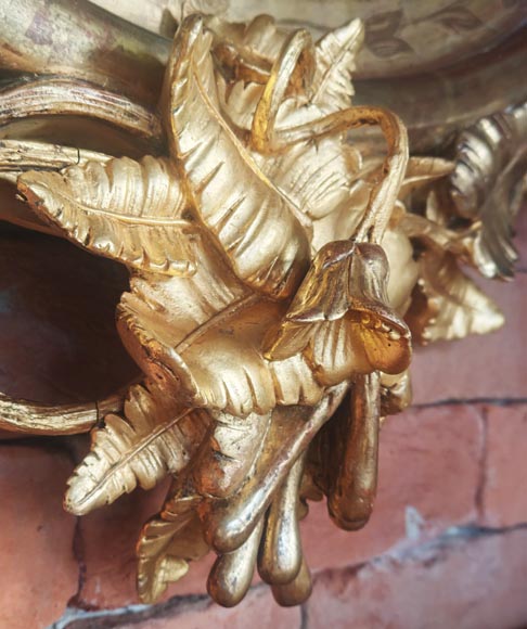 Oval gilt mirror in the Napoleon III style, featuring rich foliate ornamentation-10