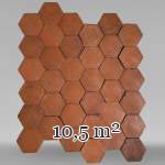 Lot of around 10.5 m² of antique hexagonal terracotta tiles, 19th century