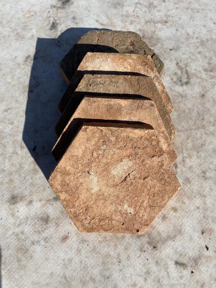 Batch of 6 m² of antique hexagonal terracotta tiles, 19th century-2