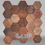 Lot of 6.4 m² of antique hexagonal terracotta tiles, 19th century