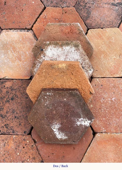 Lot of 6.4 m² of antique hexagonal terracotta tiles, 19th century-2