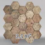 Lot of 3.5 m² of antique hexagonal terracotta tiles, 19th century