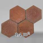 Lot of 1.4 m² of antique hexagonal terracotta tiles, 19th century