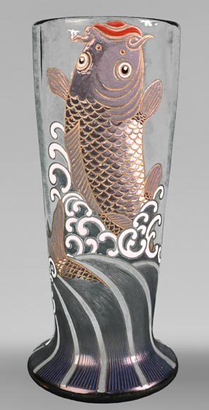 Ernest-Baptiste LÉVEILLÉ (attributed to), Eugène ROUSSEAU (after), Koi Carp Vase, circa 1885-1890-0