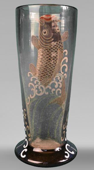 Ernest-Baptiste LÉVEILLÉ (attributed to), Eugène ROUSSEAU (after), Koi Carp Vase, circa 1885-1890-1