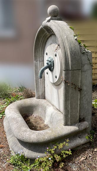 Large exterior fountain in marble stone, late 19th century-2