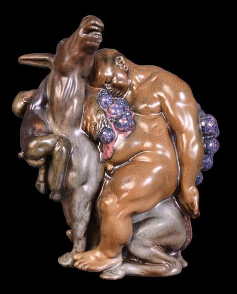 Kai Nielsen (1882–1924) for Bing & Grøndahl “Bacchanale” table garniture in glazed stoneware-1