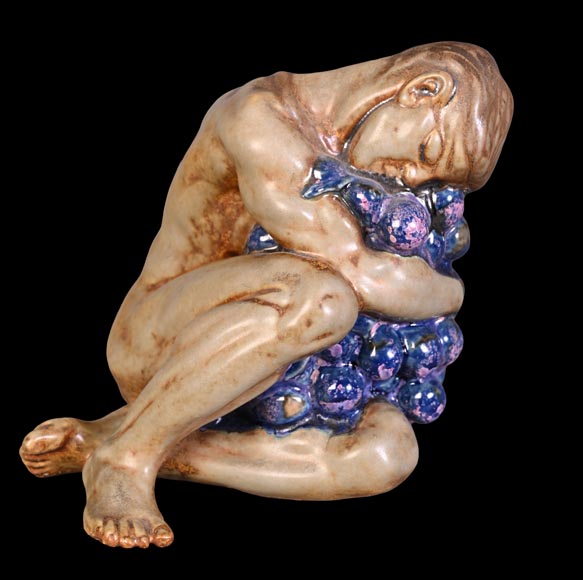 Kai Nielsen (1882–1924) for Bing & Grøndahl “Bacchanale” table garniture in glazed stoneware-6