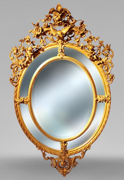 Pareclose mirror in gilt stucco and wood Napoleon III-0